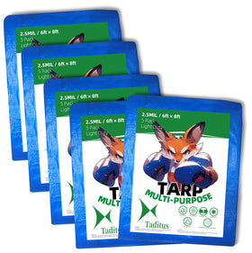 Taditus tarp 6x8ft folded for compact travel and storage