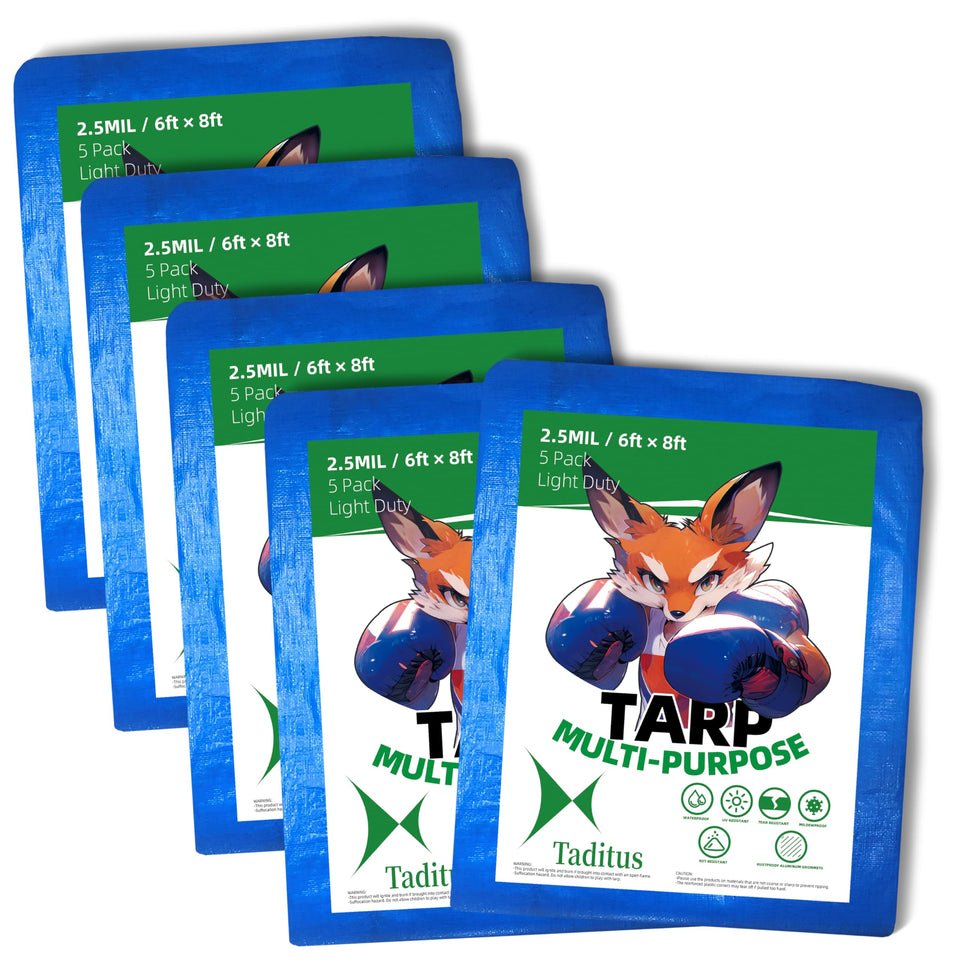 Taditus tarp 6x8ft folded for compact travel and storage