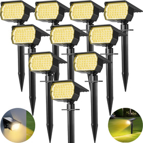 Tadyreal 46-LED solar spotlight close-up highlights bright, energy-saving outdoor lighting.
