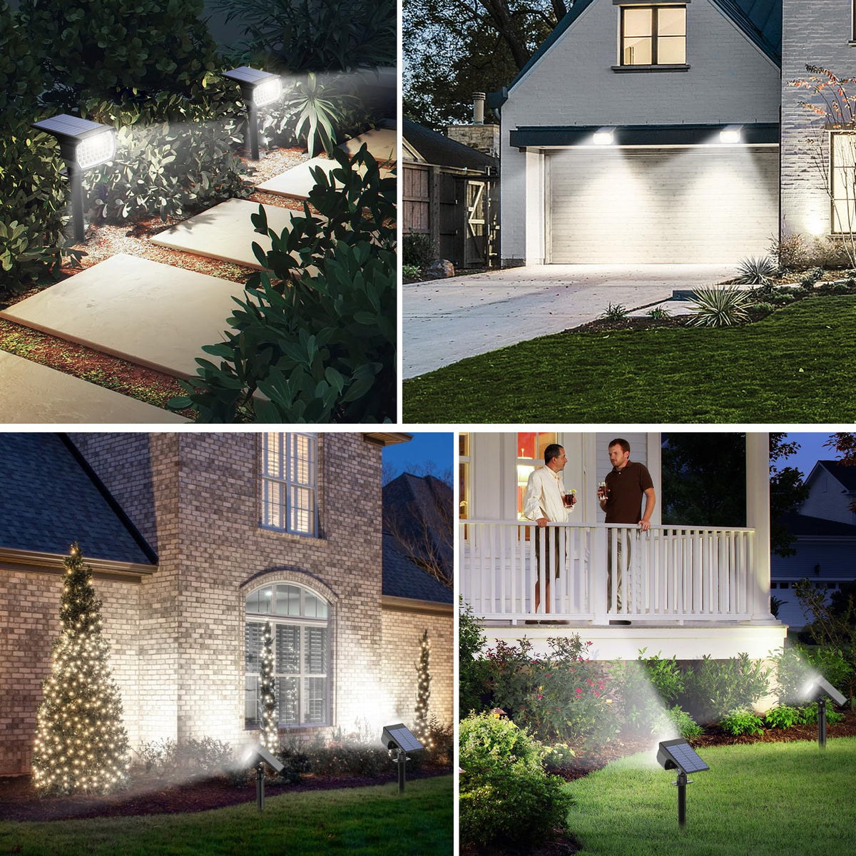 Tadyreal 800-lumen LED spotlight highlighting pathways at night.