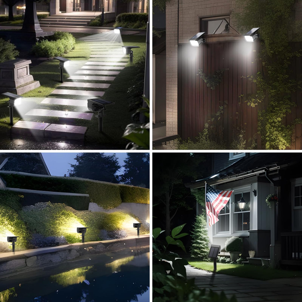 Tadyreal garden lighting enhances trees, borders and pathways.