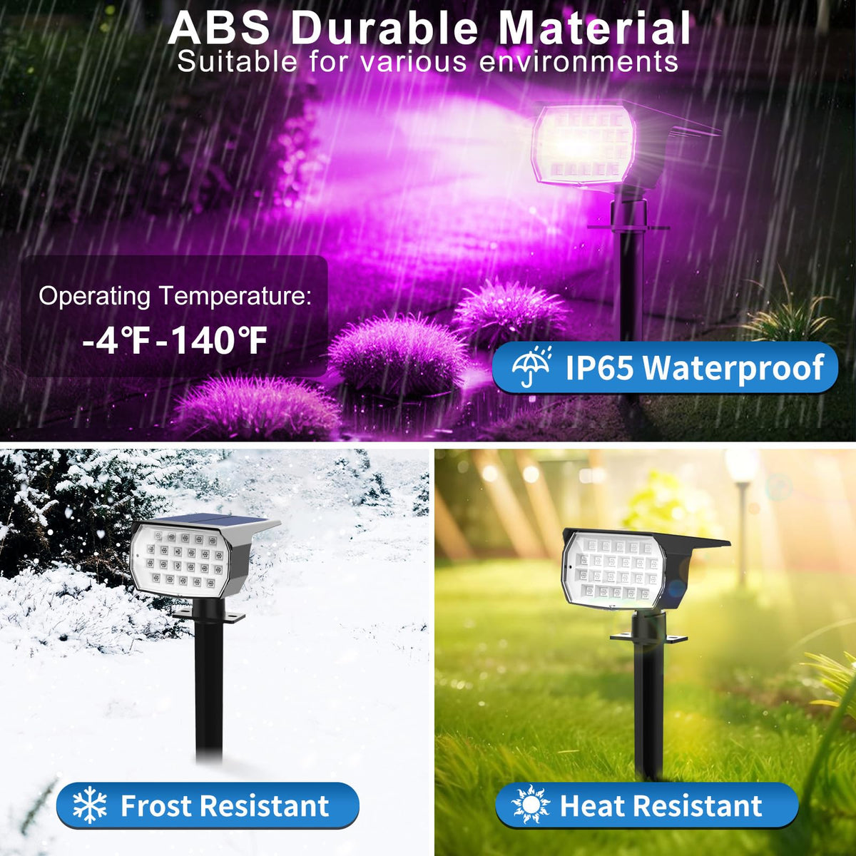 Tadyreal solar color-changing spot light ground stake installation for quick garden setup
