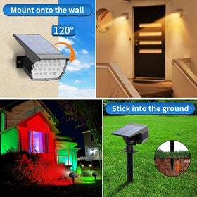 Tadyreal solar color-changing spot light along pathways illuminating a garden
