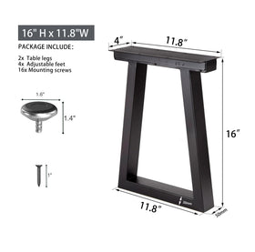 Taelakeni trapezoid table legs bottom view for stable footprint
