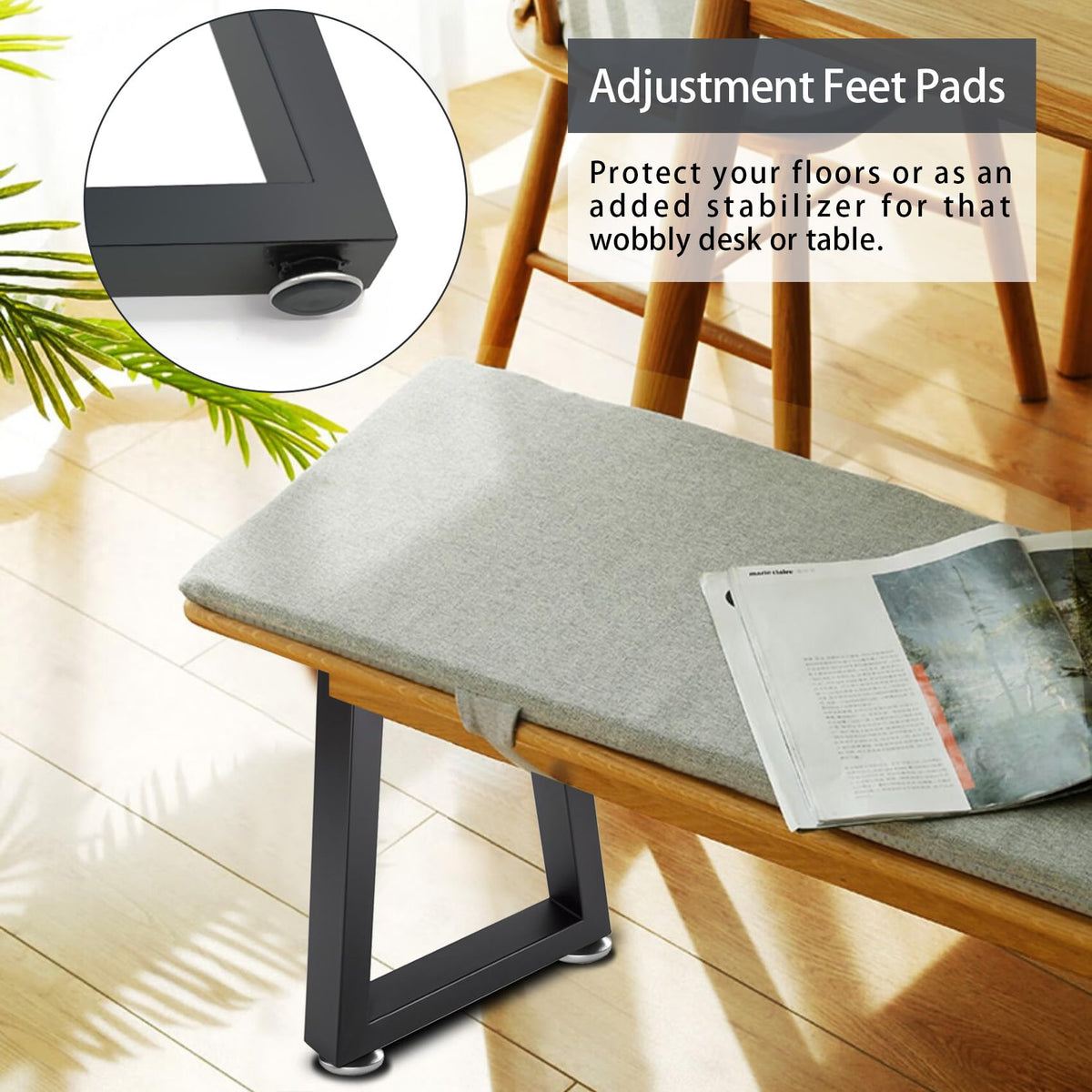Taelakeni 16in legs with adjustable feet protecting floors