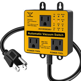 TAICHODEER auto vacuum switch with dual tool outlets for efficient woodworking