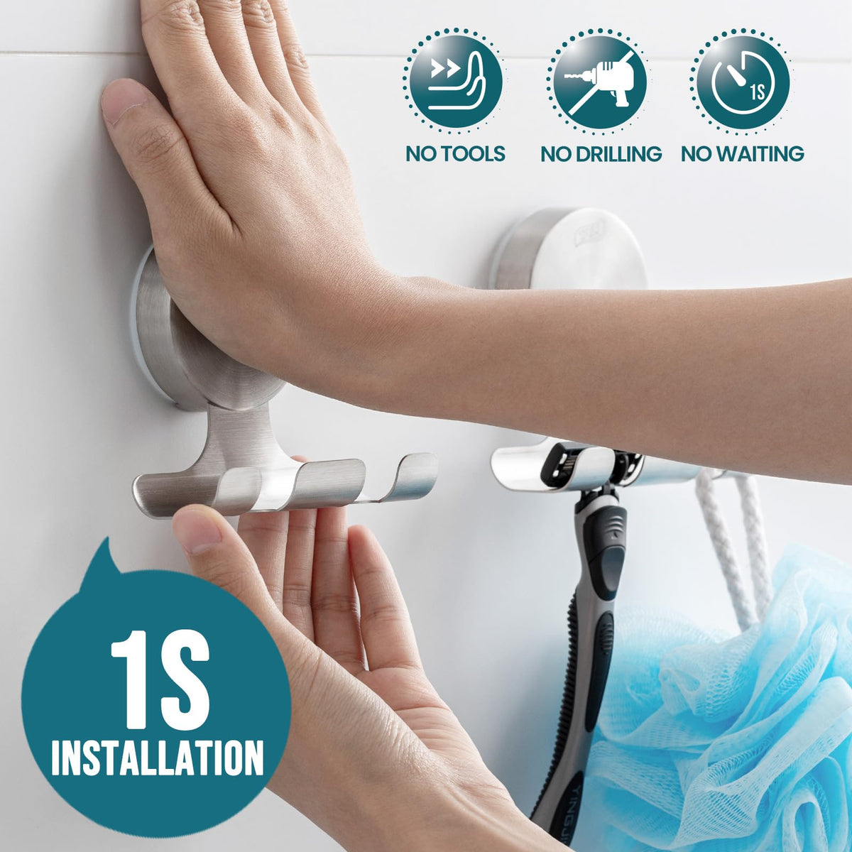 TAILI 304 stainless steel hook close-up highlights rust-proof construction.
