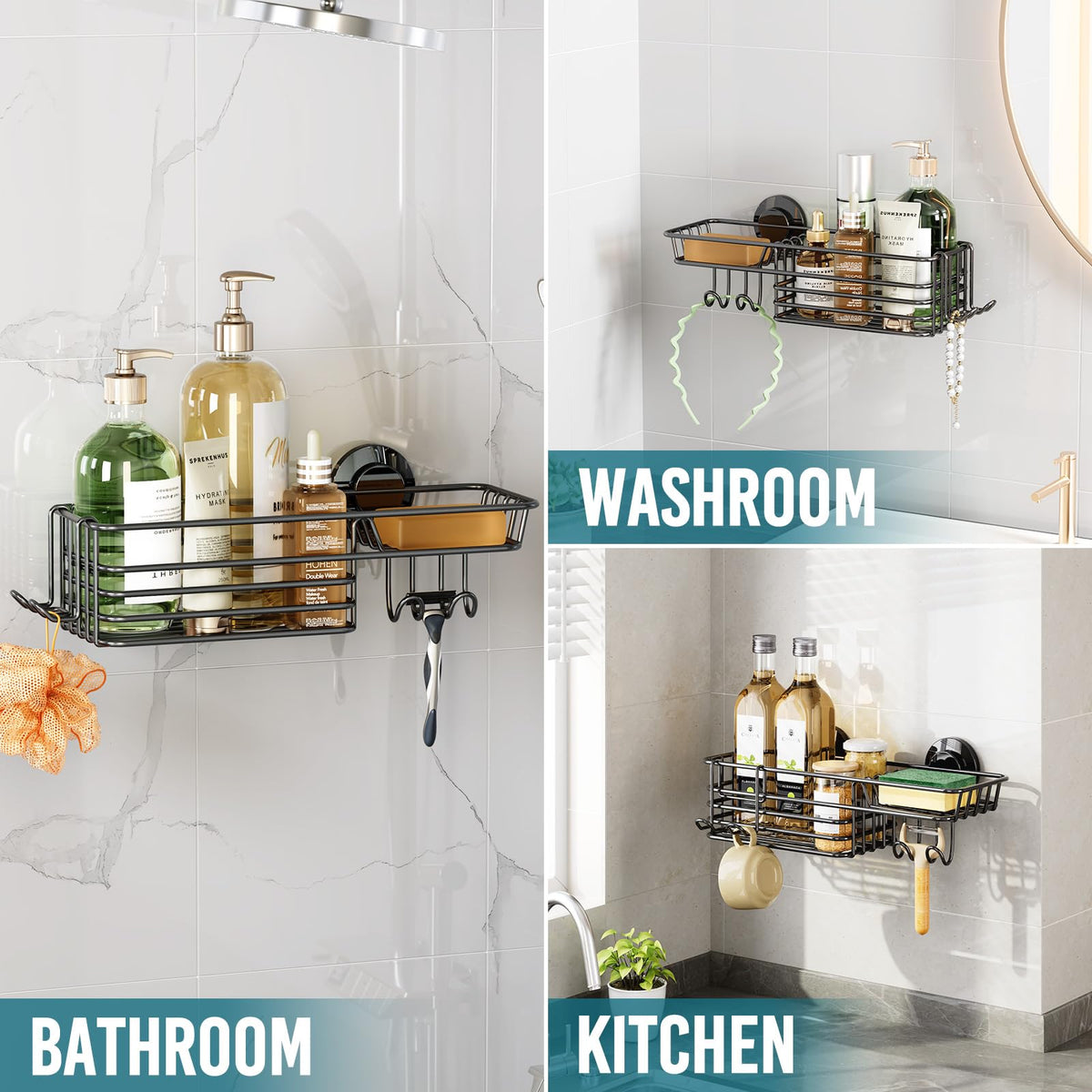 Taili large-capacity shelf fits shampoos, soaps, and gels