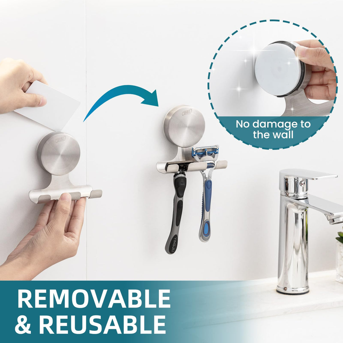 TAILI versatile wall hooks for towels, bath sponges, robes.