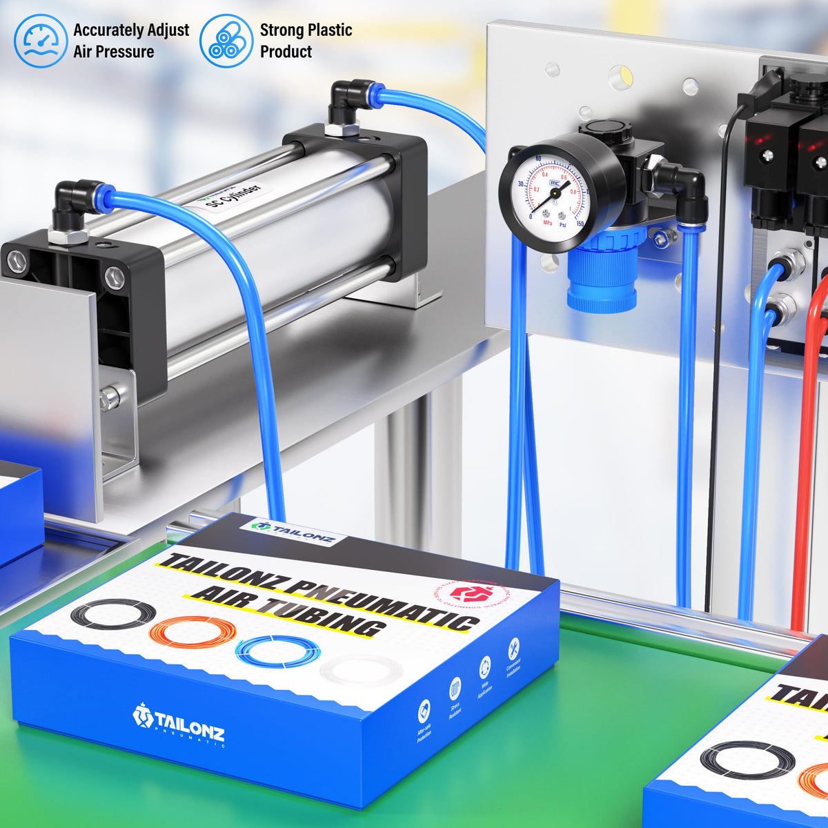 Tailonz Pneumatic AR2000 compact regulator fits tight tool setups.