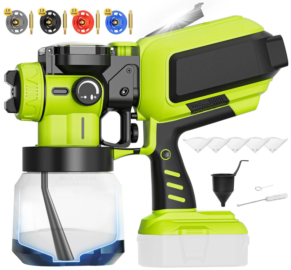 TAIRDA automatic paint sprayer with Ryobi 18V compatibility for cordless painting on fences and furniture
