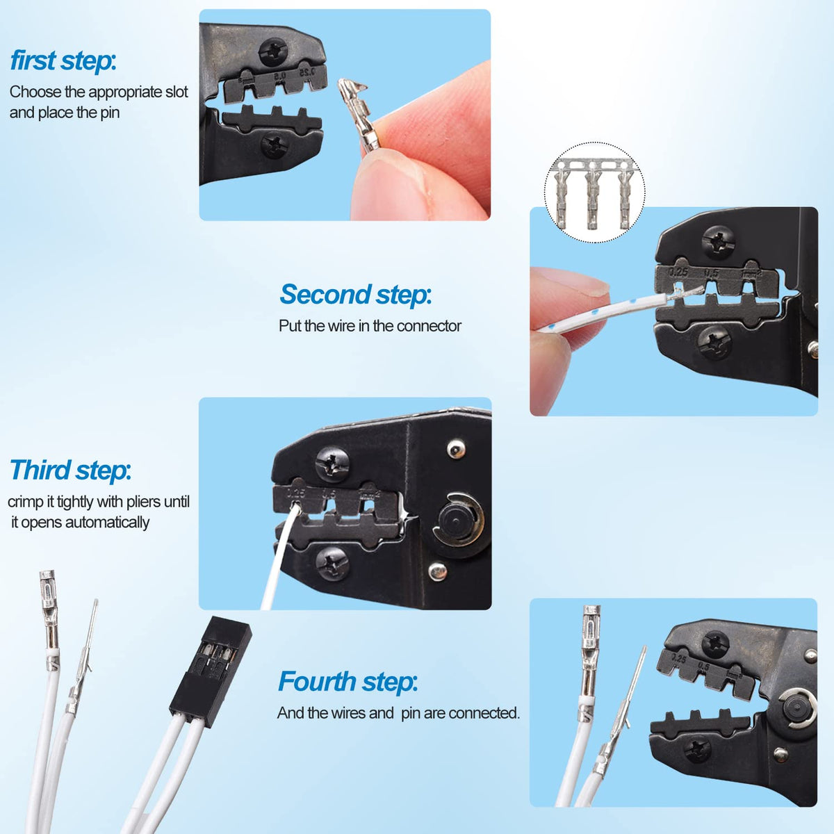 Taiss Dupont header pins and housings enable quick, reliable electronics wiring.