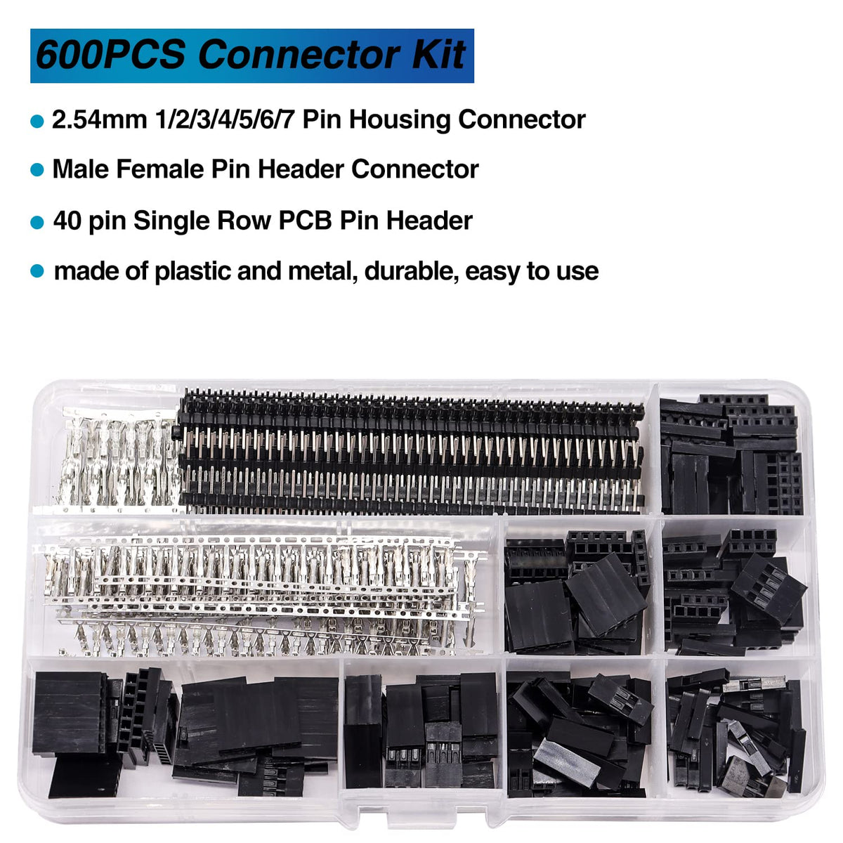 Taiss Dupont header collection with multiple pin options for versatile electronics builds.