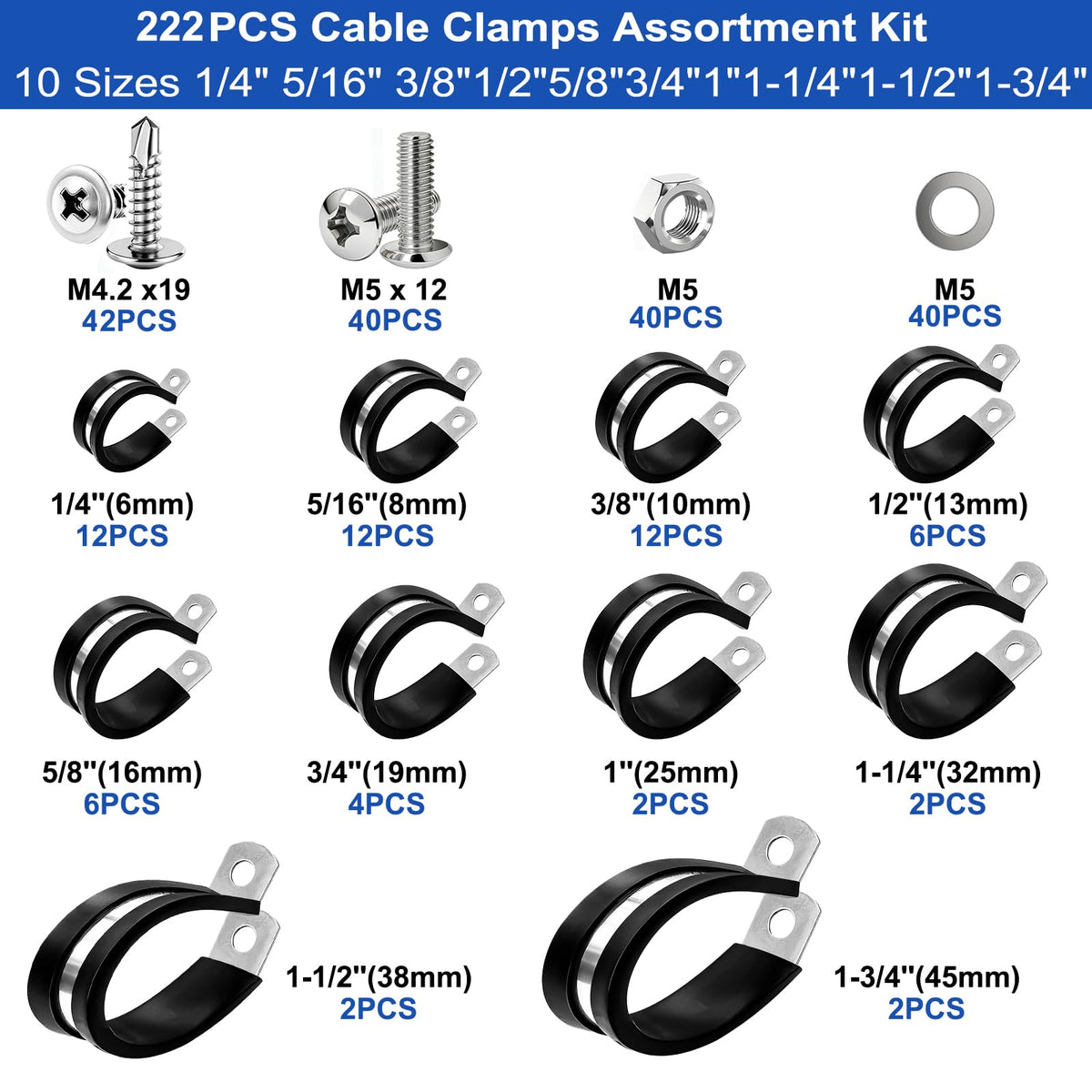 Taiss stainless steel cable clamps highlight rust-proof construction for durable mounting.