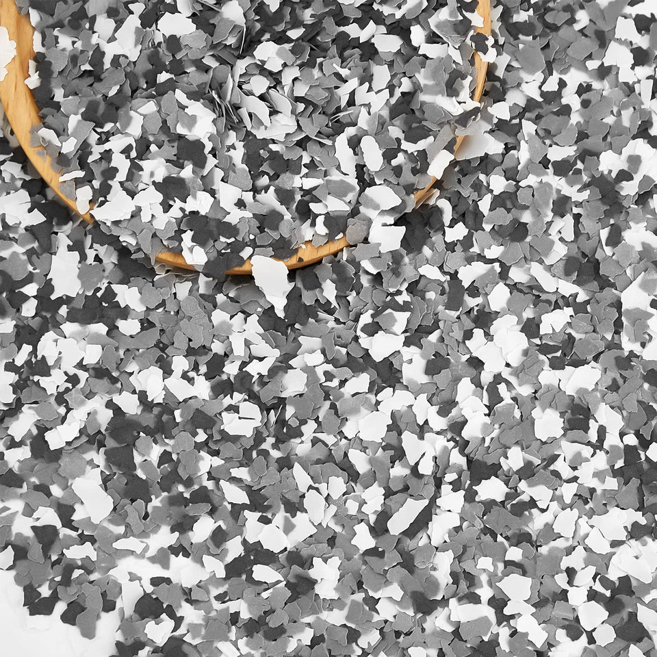 Taiyin decorative color chips 2-4mm in black, white and grey for durable floor accents.