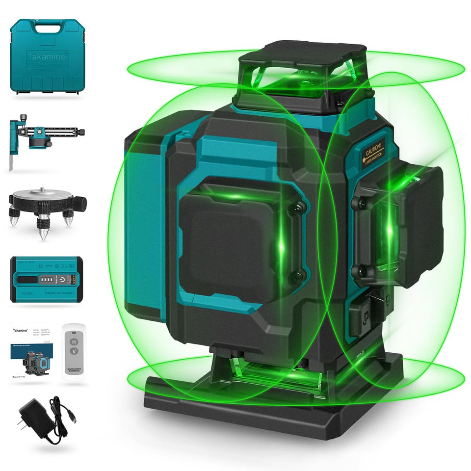 Takamine 16 Lines Green Laser Level Pro front view for quick room layout