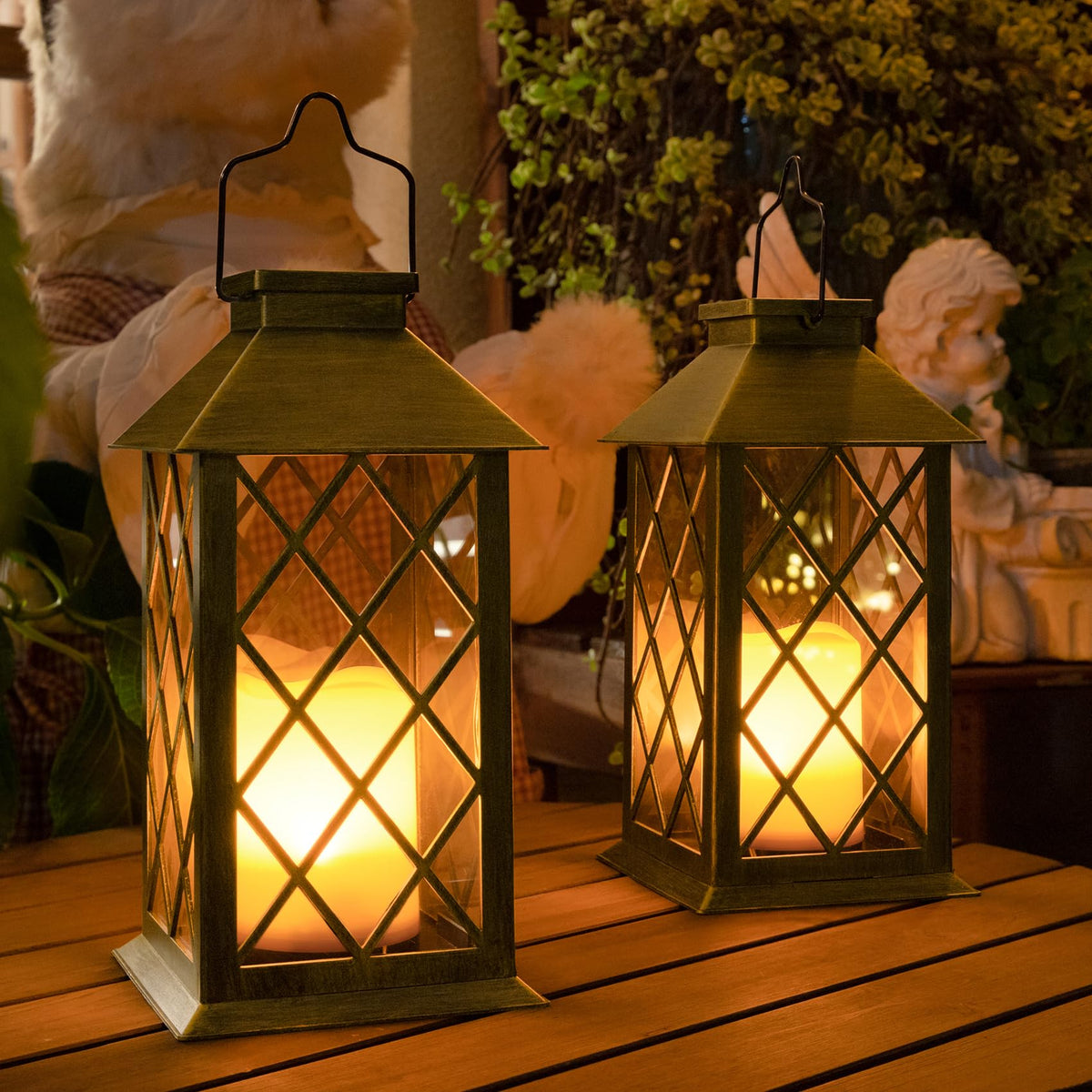 TAKE ME 14inch solar lantern on table with ambient warm glow