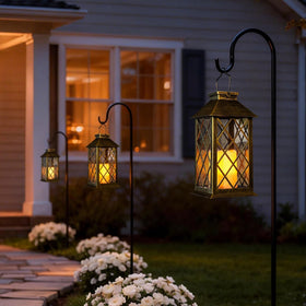TAKE ME solar lantern hanging outdoors creates decorative nighttime lighting