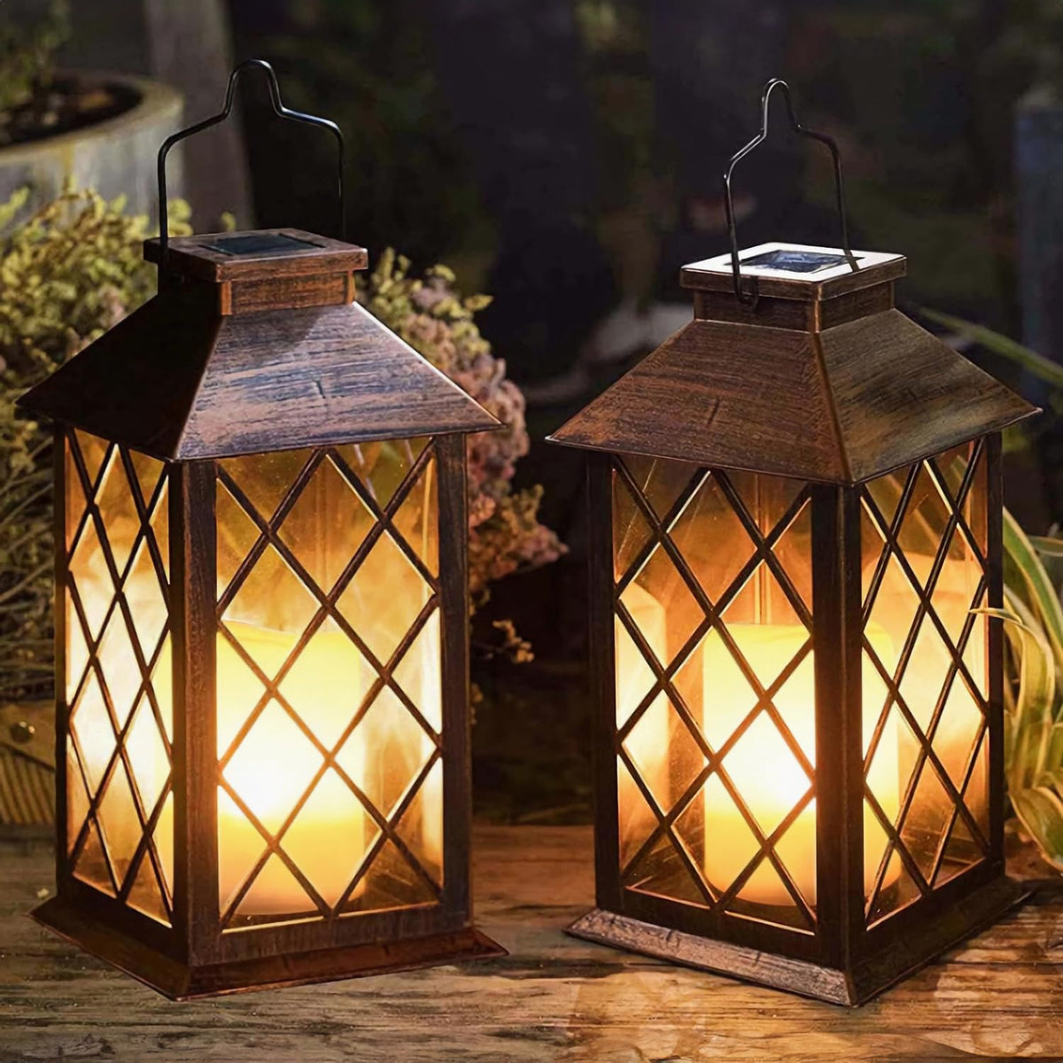 Take Me 14-inch solar lantern for outdoor hanging garden ambiance
