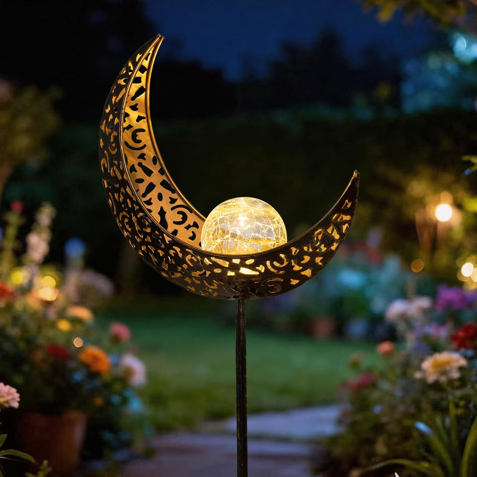 TAKE ME Moon Solar Light garden, soft warm glow for outdoor ambiance.