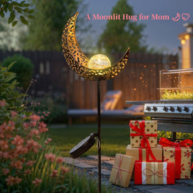 TAKE ME Moon Solar Light durable metal stake, easy setup.