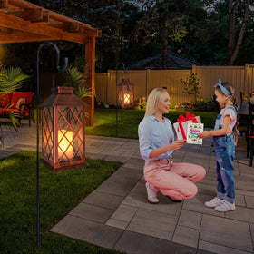 Take Me vintage-coating lantern suited for exterior spaces with soft flicker.