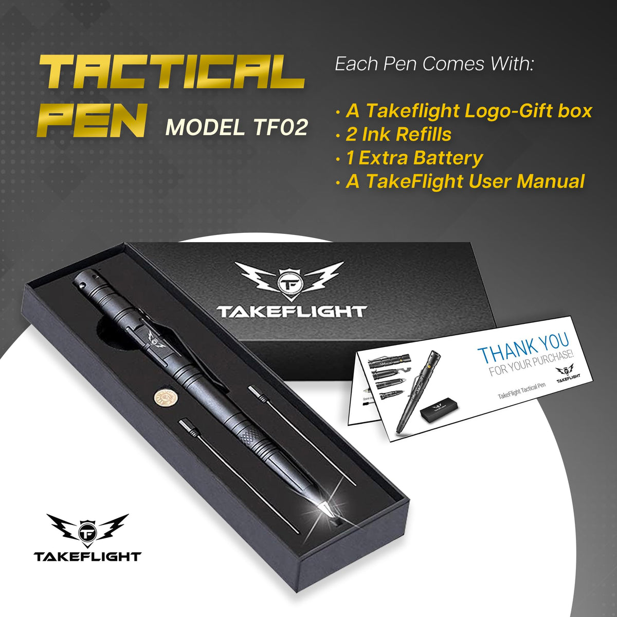 TF TAKEFLIGHT ballpoint pen with reliable ink refills included.