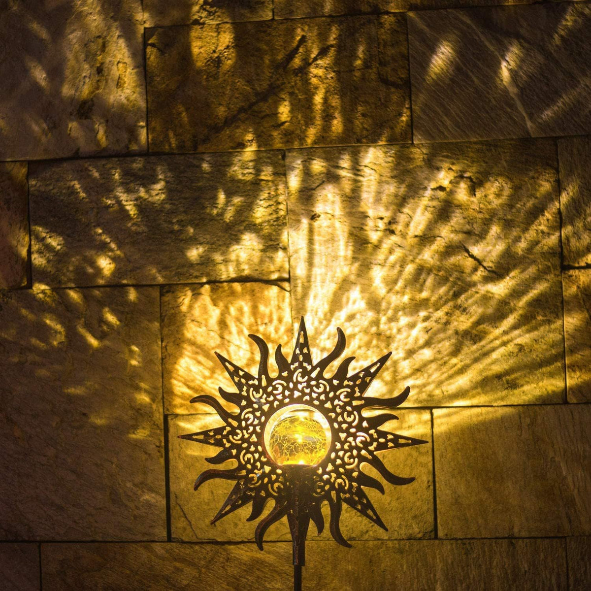 TAKE ME sun light stake with delicate flower reflection adds charm to yard decor