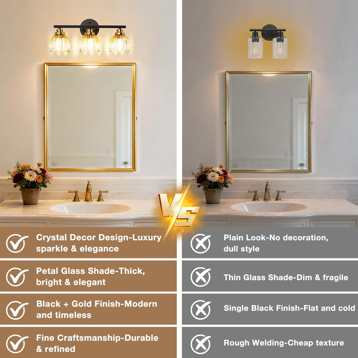 Taloya 3-light wall sconce in black and gold adds modern elegance.