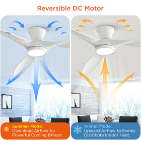 TALOYA flush-mount ceiling fan saves ceiling space while delivering strong airflow.