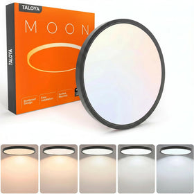 TALOYA 12-inch black flush mount LED ceiling light with slim profile for clean ceiling lines.
