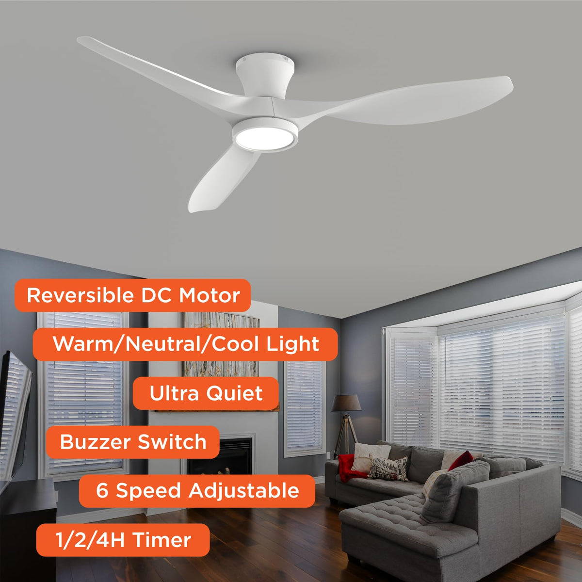 TALOYA remote control ceiling fan for convenient operation from any seat.