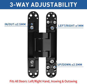 TamBee 3D adjustable hinge allows vertical, horizontal, and depth tweaks for precise door alignment.