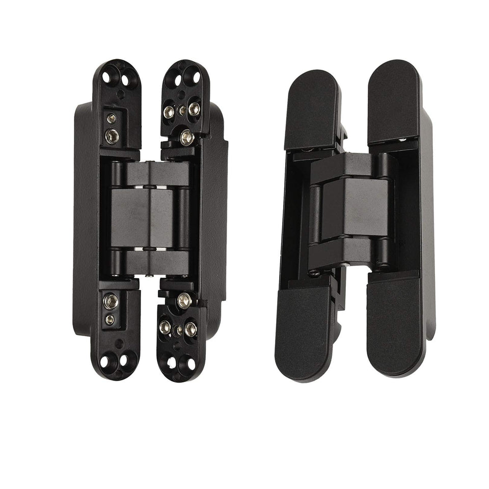 TamBee hidden door hinge in black offers discreet, easy two-pack installation for concealed doors.