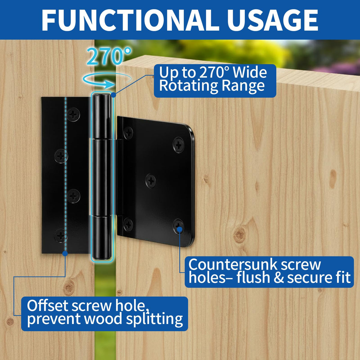 TamBee outdoor hinge fixed part view emphasizing precise mounting with screws