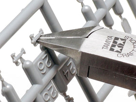 Close-up of Tamiya side cutter blade for precise removal of tiny parts.