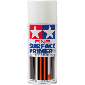 Tamiya White Fine Surface Primer 180ml can for a smooth base on metal and plastic