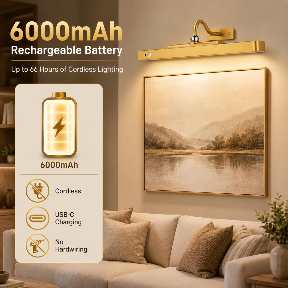 TANBABY battery operated art light shown with remote control for flexible use.