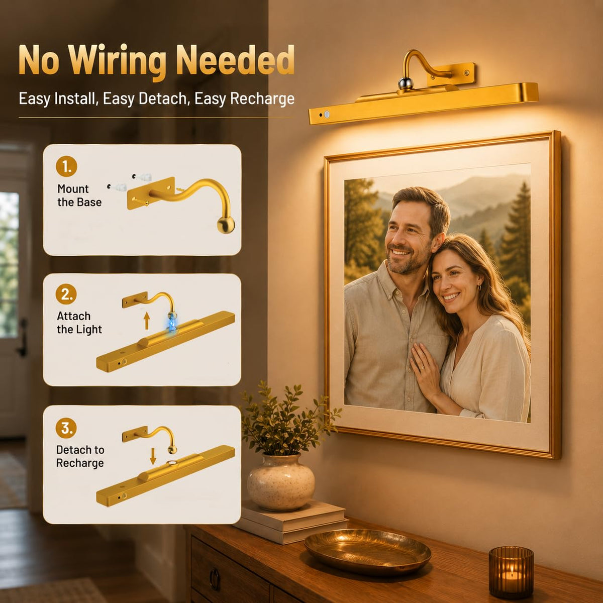 TANBABY magnetic detachable head for easy aiming and installation.