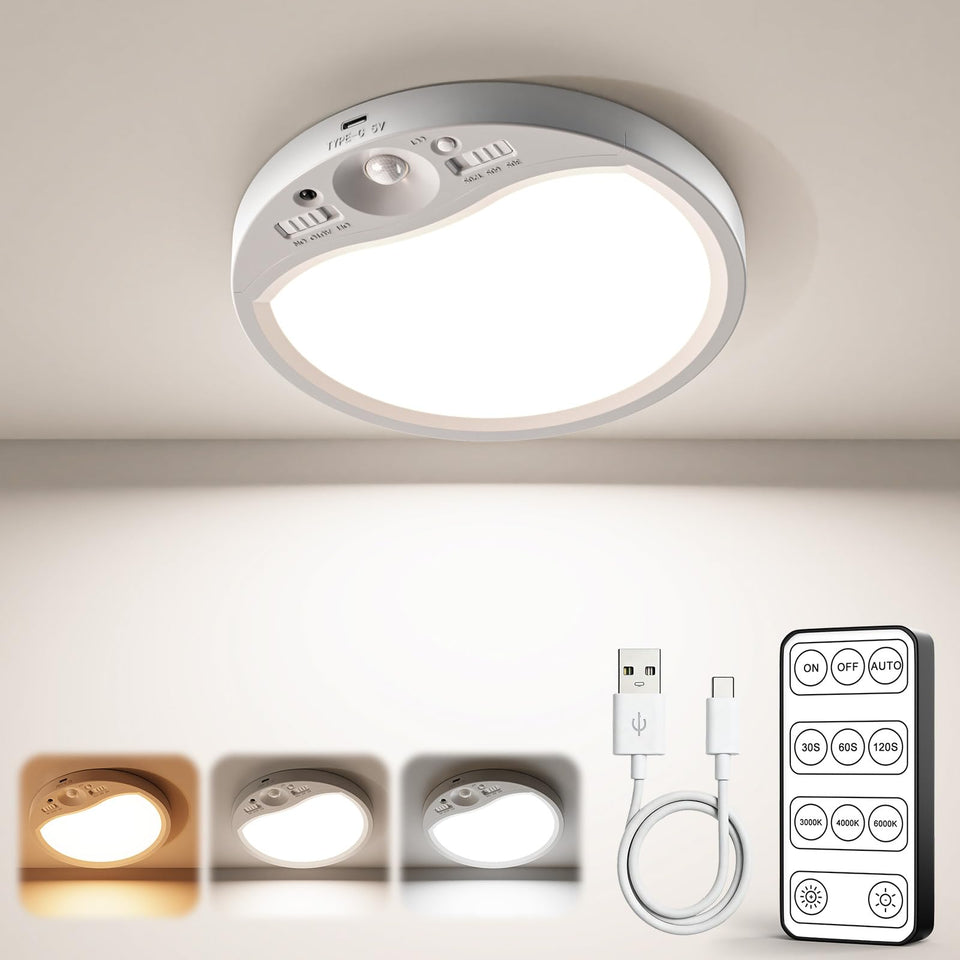 Tanbaby motion sensor ceiling light ready for wire-free installation in a hallway