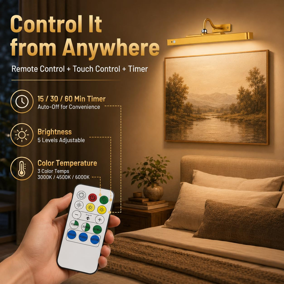 TANBABY dimmable brightness levels for different rooms and moods.