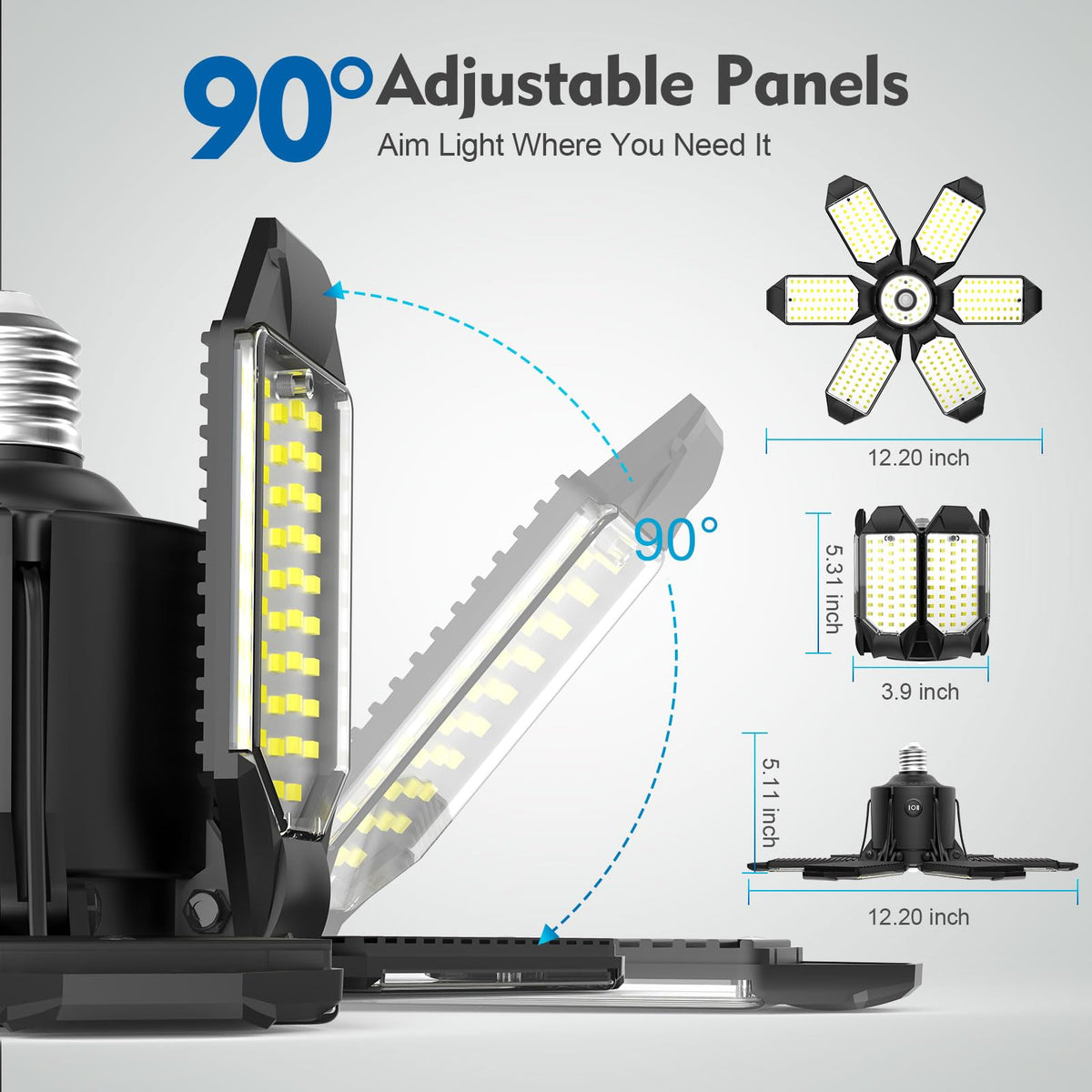 Tanbaby wide-area lighting minimizes shadows across garage and basement spaces.