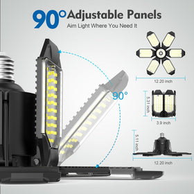 Tanbaby wide-area lighting minimizes shadows across garage and basement spaces.