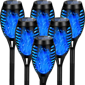 Tancuzo blue dancing flame torch lighting up outdoor space for cozy ambiance