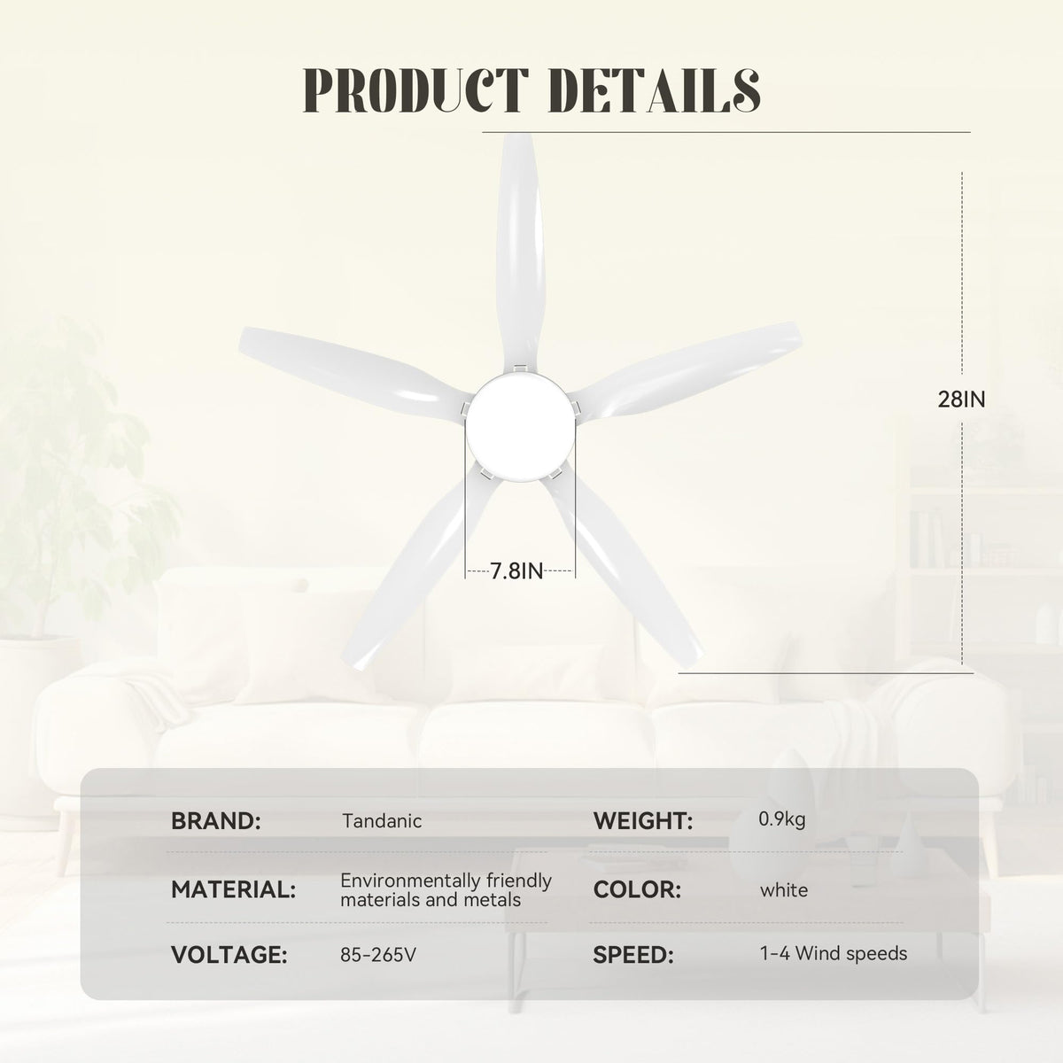 Tandanic quiet 30dB motor preserves a peaceful bedroom or living space