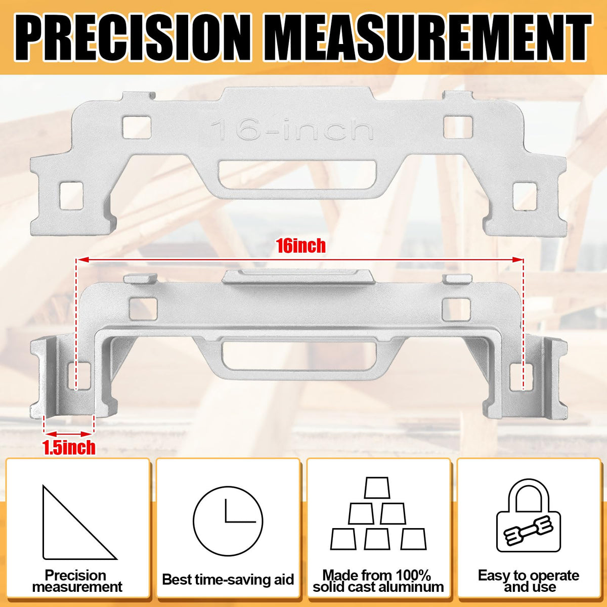 Tandefio 16in framing tool shows stud spacing in a project frame.