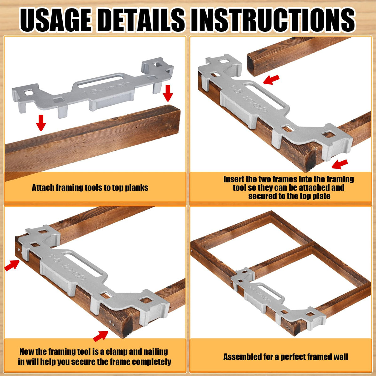 Tandefio 2-piece framing jig assembly demonstrates easy alignment.