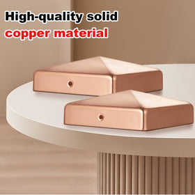 Tandefio copper post cap with screws—easy attachment to square posts.