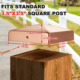 Tandefio copper pyramid post cap, side view—secure fit and long-lasting fence protection.