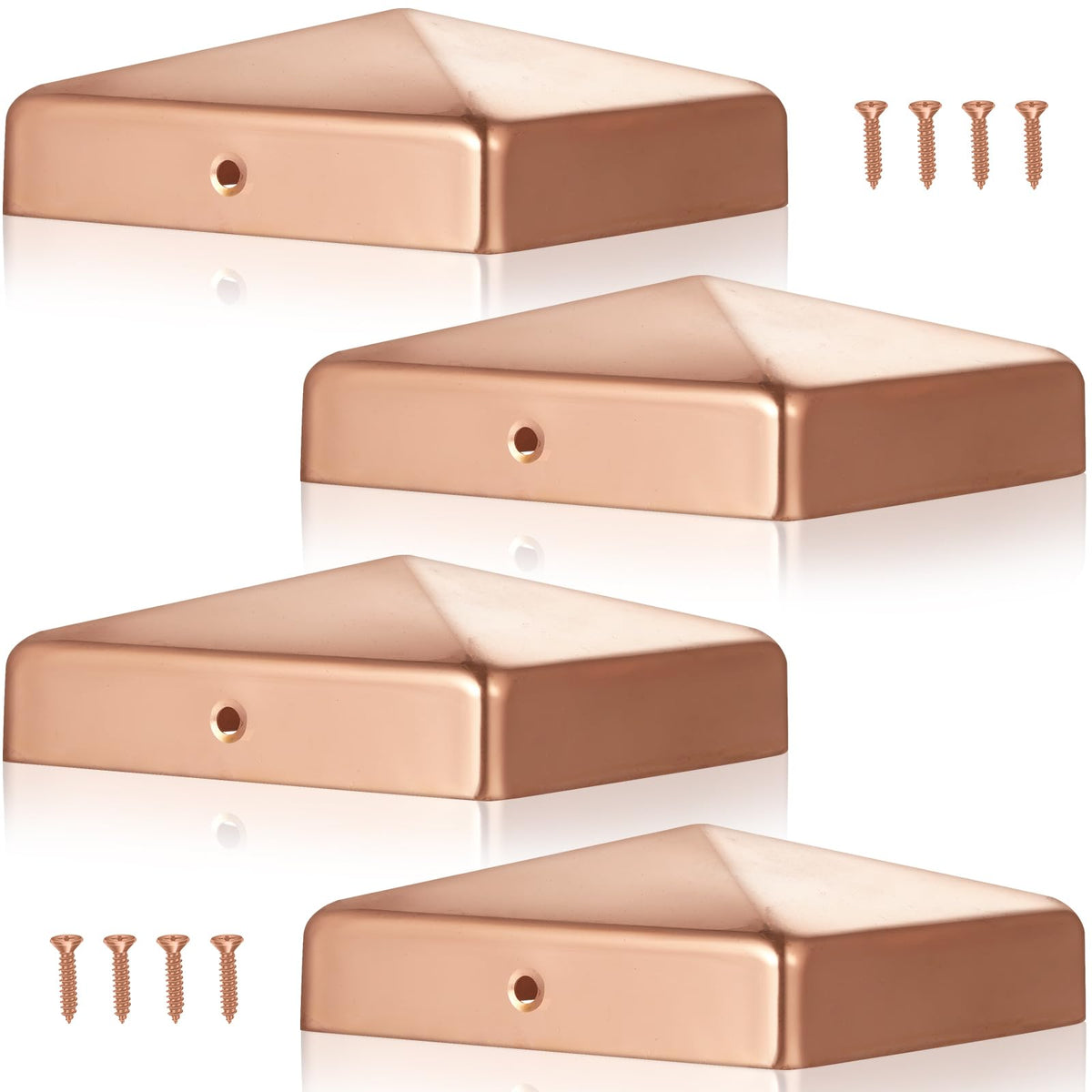 Tandefio copper pyramid post cap, top view—weatherproof and durable fencing upgrade.
